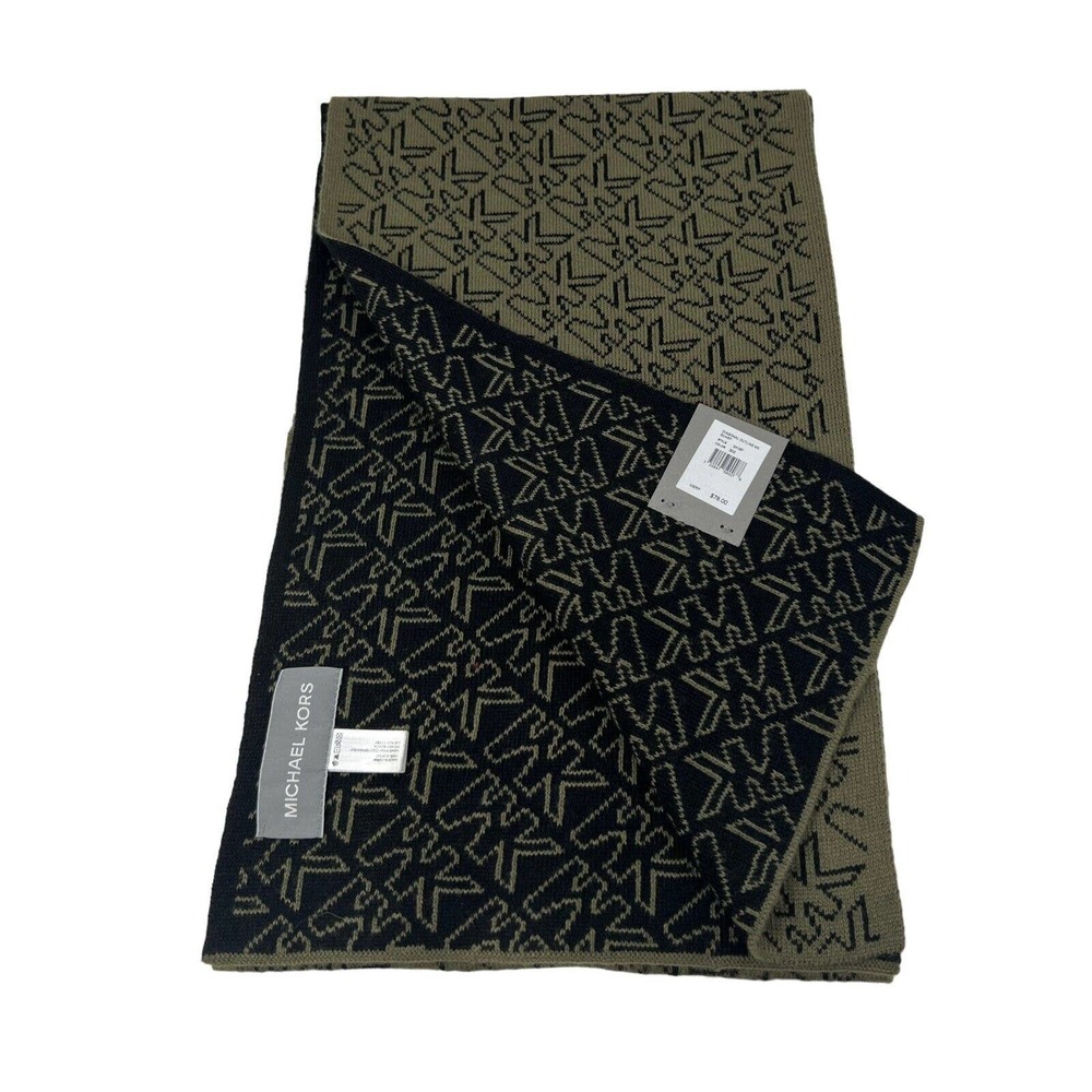 Michael Kors Men's Diagonal Outline MK Signature Scarf, One Size $78